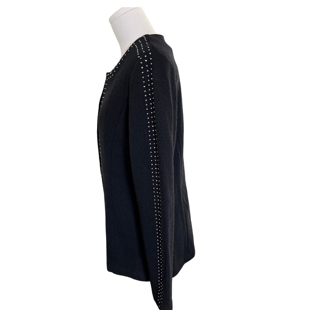 Black Knit‎ Rhinestone Trim Blazer Jacket Women's 10 Todd & Olivia - Picture 2 of 12